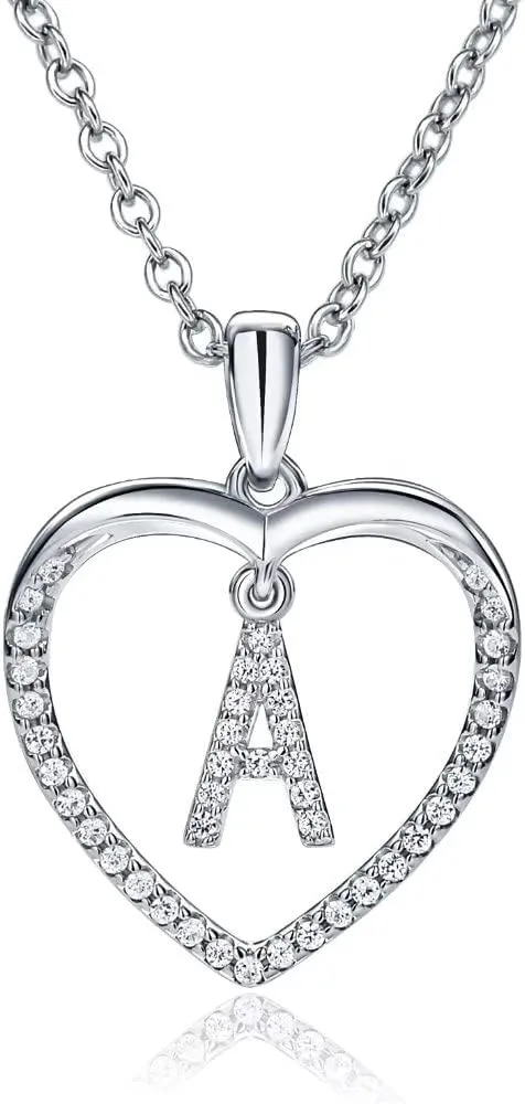 supermodel Solitaire Pendant Diamond Necklace, Zodiac Sign Coin Charm Pendant, Heart Initial Necklaces Birthday Gift Jewelry for Women Girls