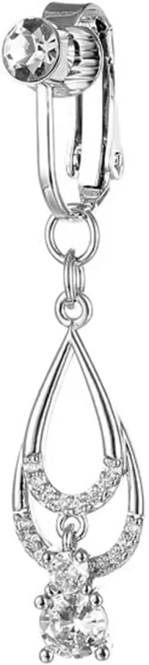 Surgical Steel Fake Belly Button Rings-Water Droplet Shape Hypoallergenic Lead Nickel Free Navel Piercing Body Jewelry