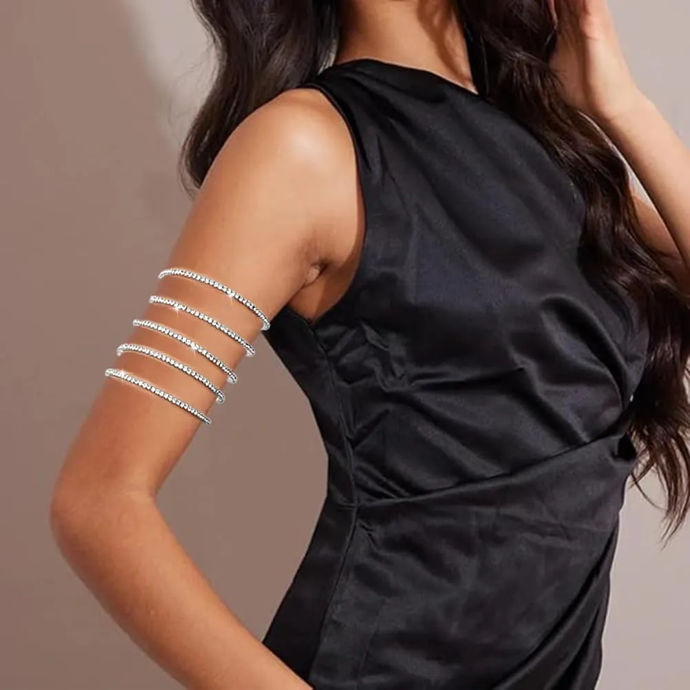 Suyi Rhinestone Arm Cuff for Women Crystal Cuff Bracelet for Bride Wedding