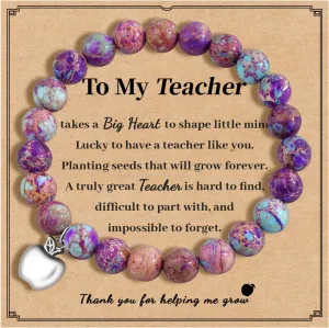 Teacher Appreciation Gifts for Women, Graduation Gift for Him Her, Natural Stone Bracelets, Class of 2025