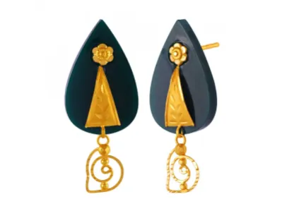 Tear Drop Shape Pola Earrings Adorned With 22k Gold