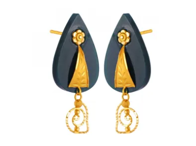 Tear Drop Shape Pola Earrings Adorned With 22k Gold