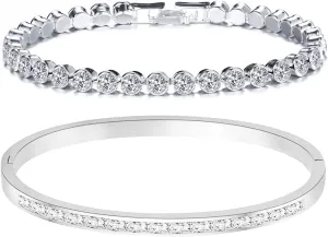 Tennis Bracelets For Women, 18K Gold Plated Bangle Tennis Bracelets Set, Cubic Zirconia Tennis Bracelet For Men, Christmas Gifts Dainty Jewelry for Mom Friends