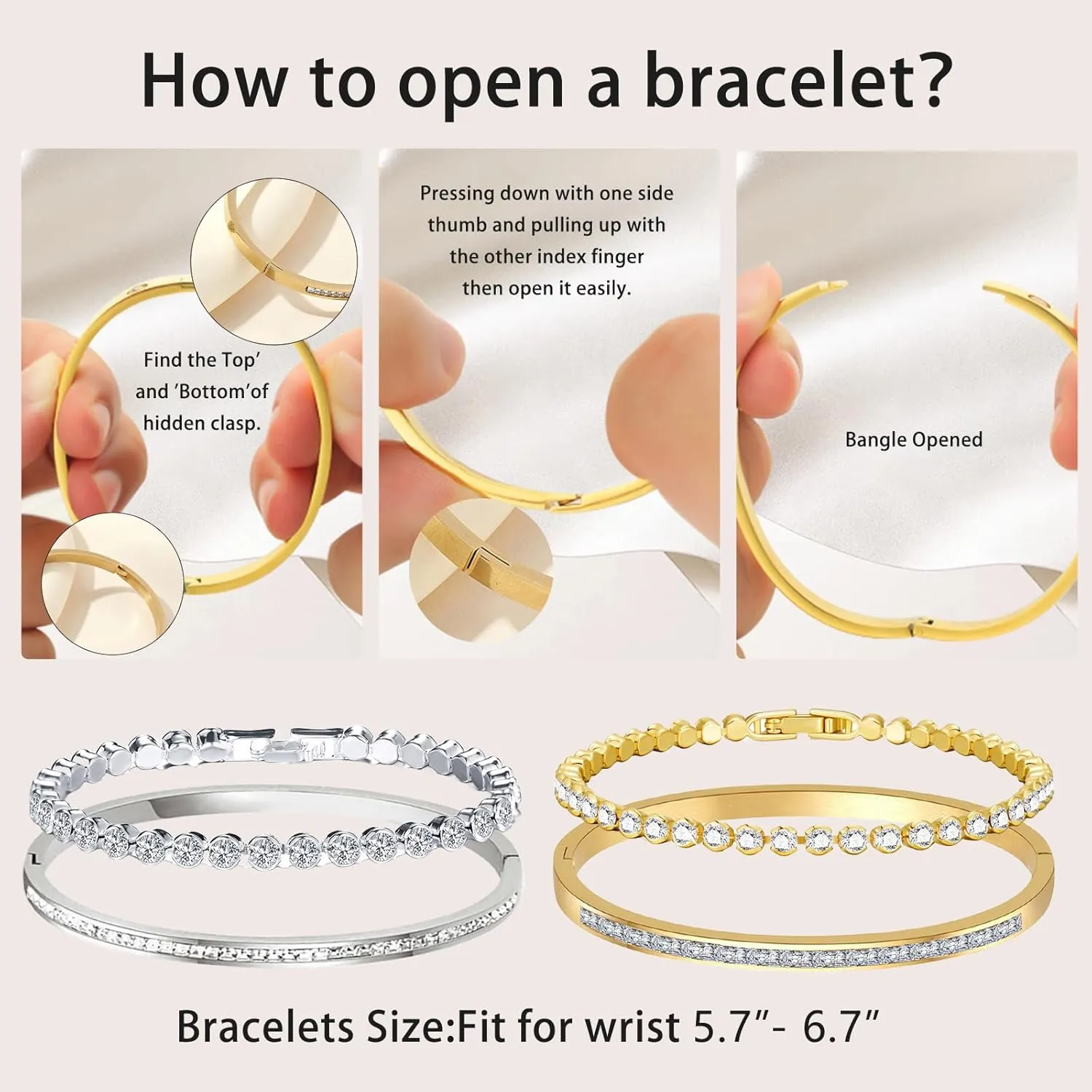 Tennis Bracelets For Women, 18K Gold Plated Bangle Tennis Bracelets Set, Cubic Zirconia Tennis Bracelet For Men, Christmas Gifts Dainty Jewelry for Mom Friends