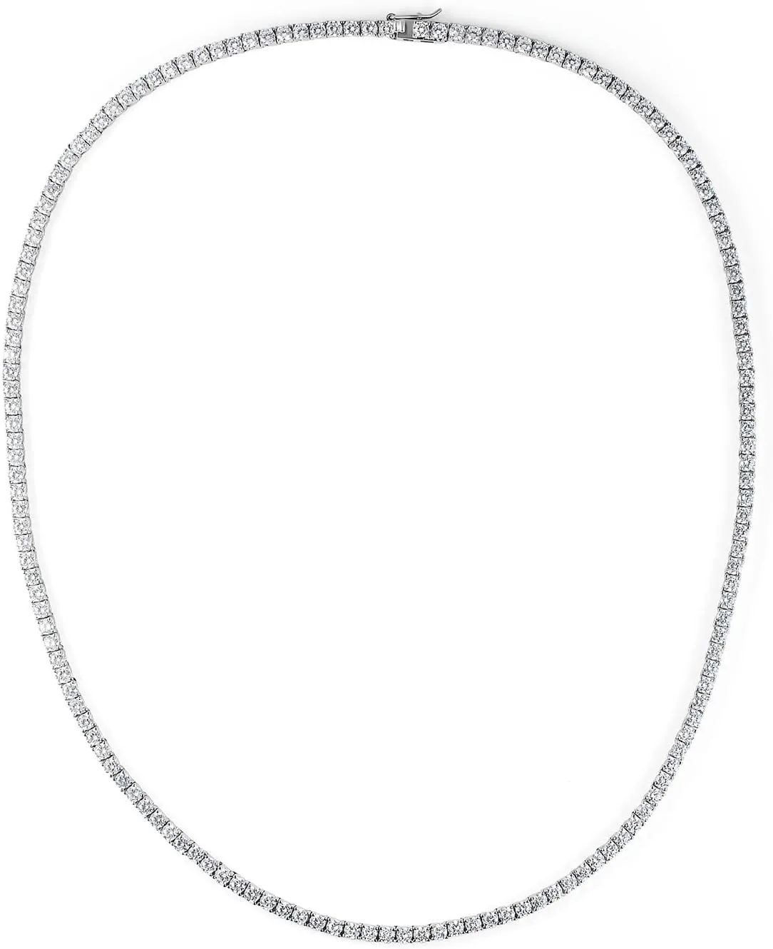 Tennis Necklace 18K White/Yellow Gold Plated 5A 3.0mm Round Cubic Zirconia Cut Faux Diamond Chain for Women and Men 4 Prong Jewelry