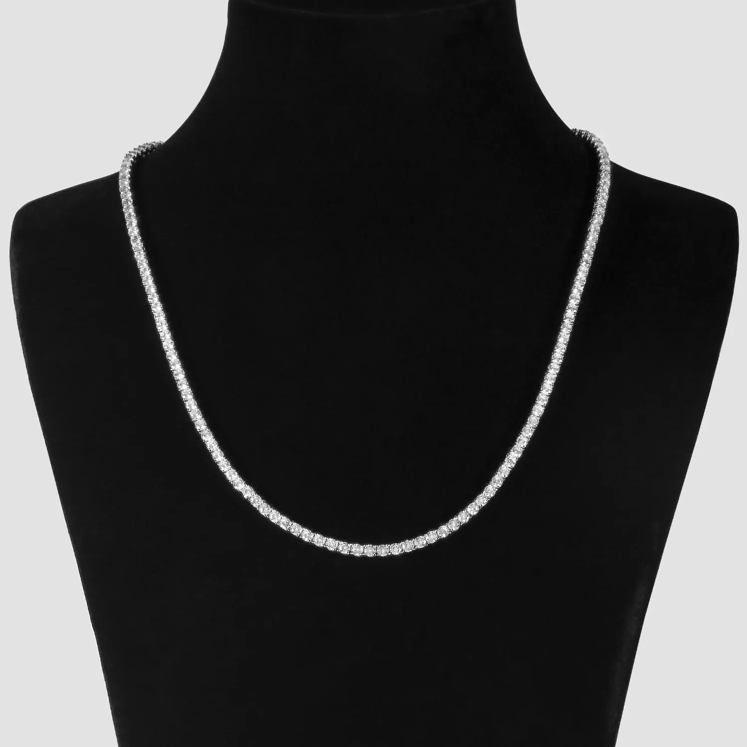 Tennis Necklace 18K White/Yellow Gold Plated 5A 3.0mm Round Cubic Zirconia Cut Faux Diamond Chain for Women and Men 4 Prong Jewelry
