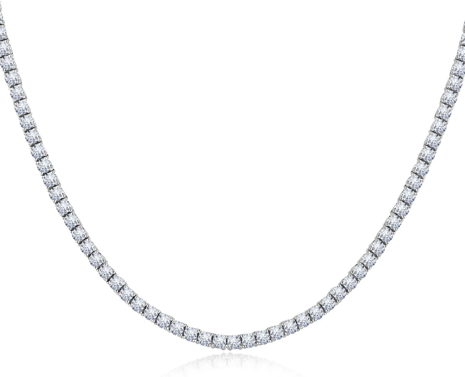 Tennis Necklace 18K White/Yellow Gold Plated 5A 3.0mm Round Cubic Zirconia Cut Faux Diamond Chain for Women and Men 4 Prong Jewelry