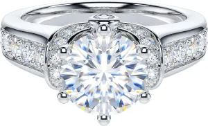 THELANDA 2CT Genuine Moissanite or Simulated Diamond Sterling Silver Luxury Vintage Large Side Stones Promise Engagement Ring