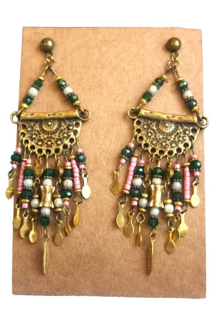 tibetan ethnic jewelry nepali boho beaded earrings for women indian tribal gypsy long earrings afghan persian turkish vintage jewellery