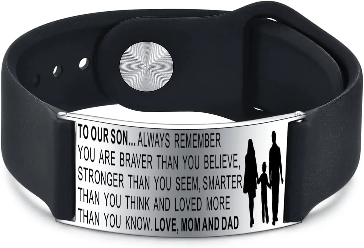 To My Son Bracelets, Stainless Steel Teens Wristband, Son Bracelet From Mom and Dad, Son Gift