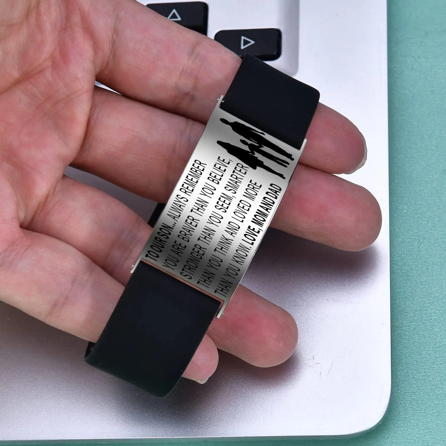 To My Son Bracelets, Stainless Steel Teens Wristband, Son Bracelet From Mom and Dad, Son Gift