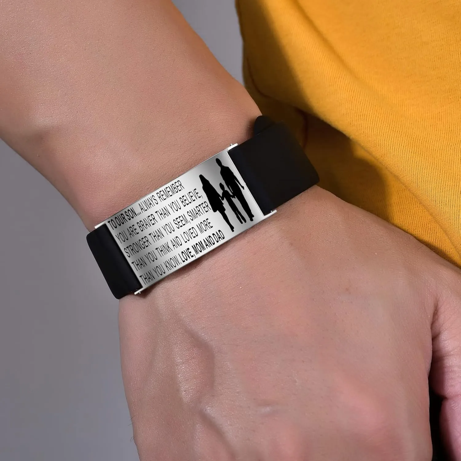 To My Son Bracelets, Stainless Steel Teens Wristband, Son Bracelet From Mom and Dad, Son Gift