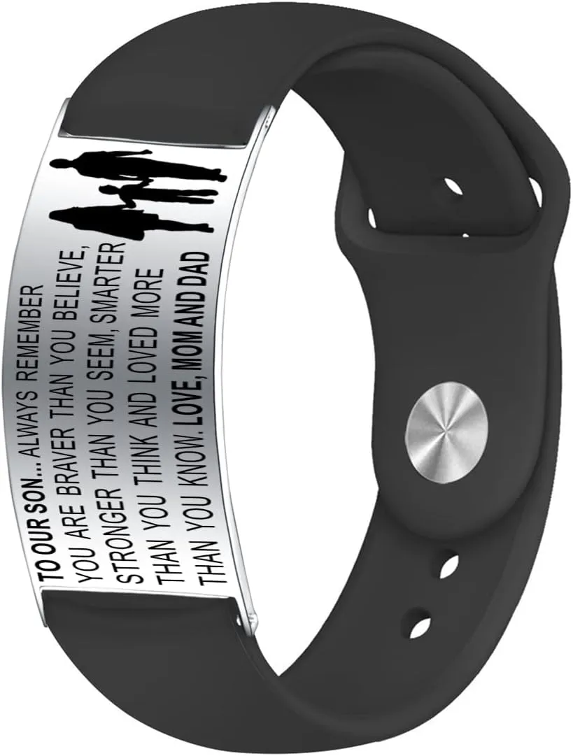 To My Son Bracelets, Stainless Steel Teens Wristband, Son Bracelet From Mom and Dad, Son Gift