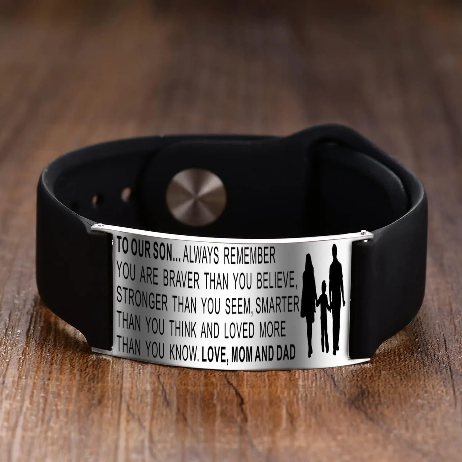 To My Son Bracelets, Stainless Steel Teens Wristband, Son Bracelet From Mom and Dad, Son Gift