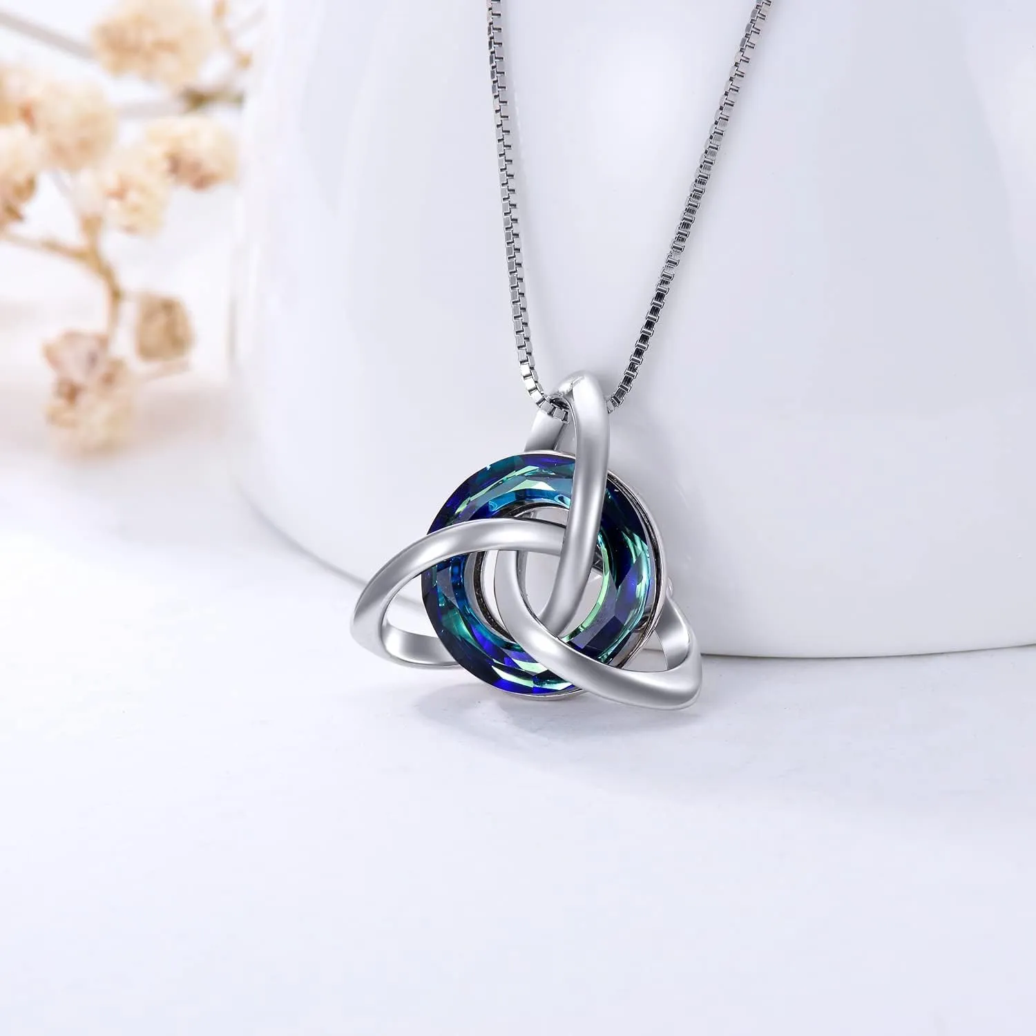 TOUPOP Celtic Knot Necklace for Women Sterling Silver Trinity Knot Pendant Necklaces with Crystal Irish Jewelry Birthday Gift for Her Wife Girlfriend Mom Daughter