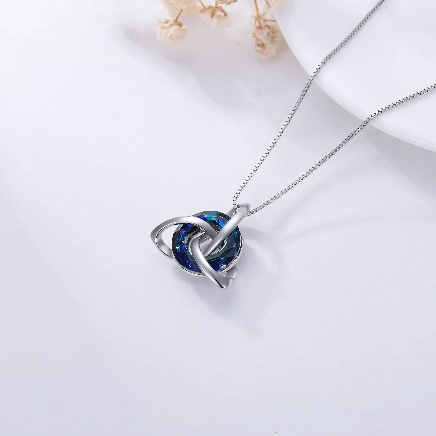 TOUPOP Celtic Knot Necklace for Women Sterling Silver Trinity Knot Pendant Necklaces with Crystal Irish Jewelry Birthday Gift for Her Wife Girlfriend Mom Daughter