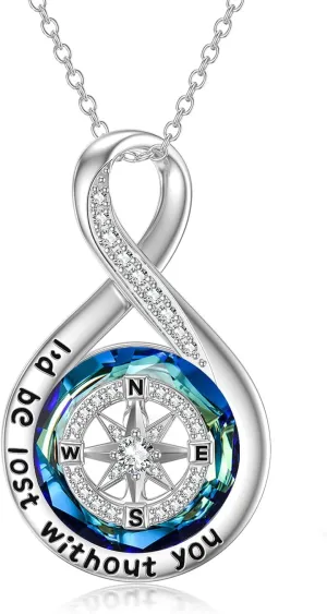 TOUPOP Compass Necklace for Women Sterling Silver I'd be Lost without You Necklaces Wedding Anniversary Jewelry Graduation Birthday Gifts for Her Wife Girlfriend