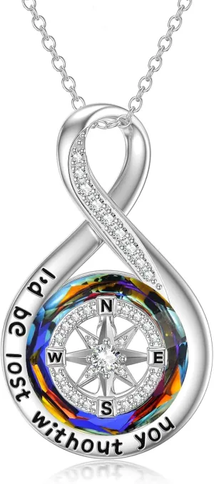 TOUPOP Compass Necklace for Women Sterling Silver I'd be Lost without You Necklaces Wedding Anniversary Jewelry Graduation Birthday Gifts for Her Wife Girlfriend