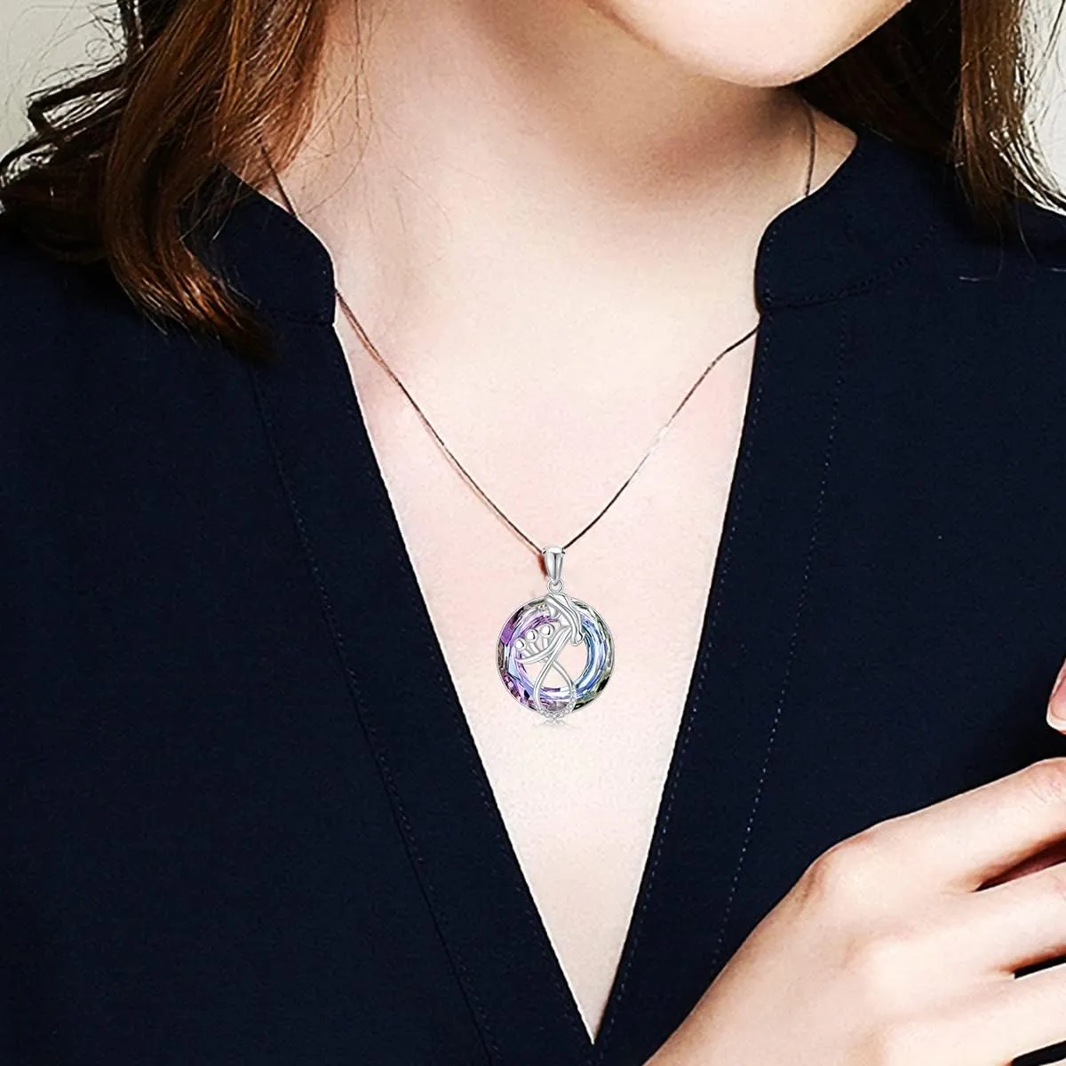 TOUPOP Mothers Day Gifts for Mom Mother of 1 to 3 Daughter/Son Necklace Sterling Silver Family Pendant Necklaces with Crystal Jewelry Birthday Gifts for Women