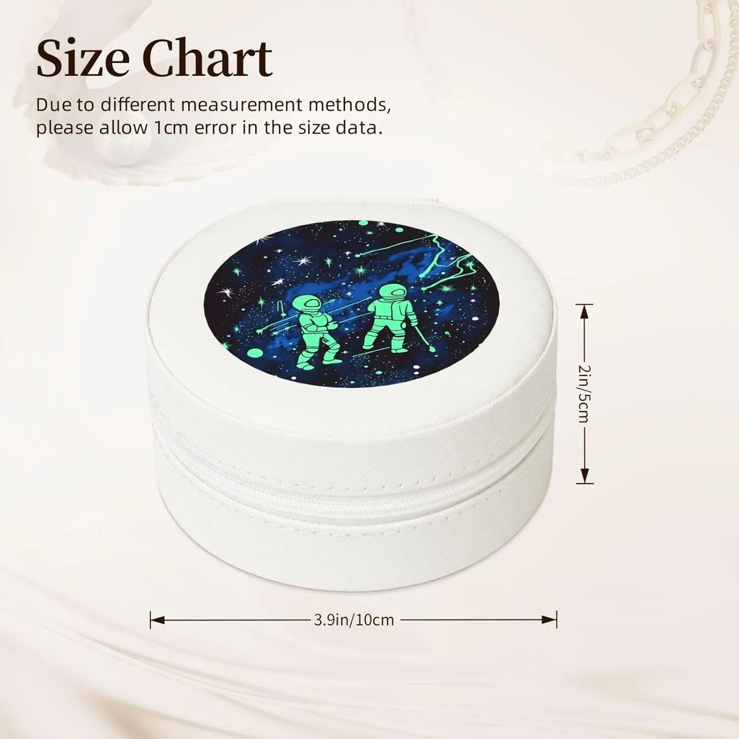 Travel Jewelry Box for Women Birthday Gifts, Glow in The Dark Jewelry Case PU Leather Jewelry Organizer Small Round Display Storage Box for Rings Earrings Necklaces