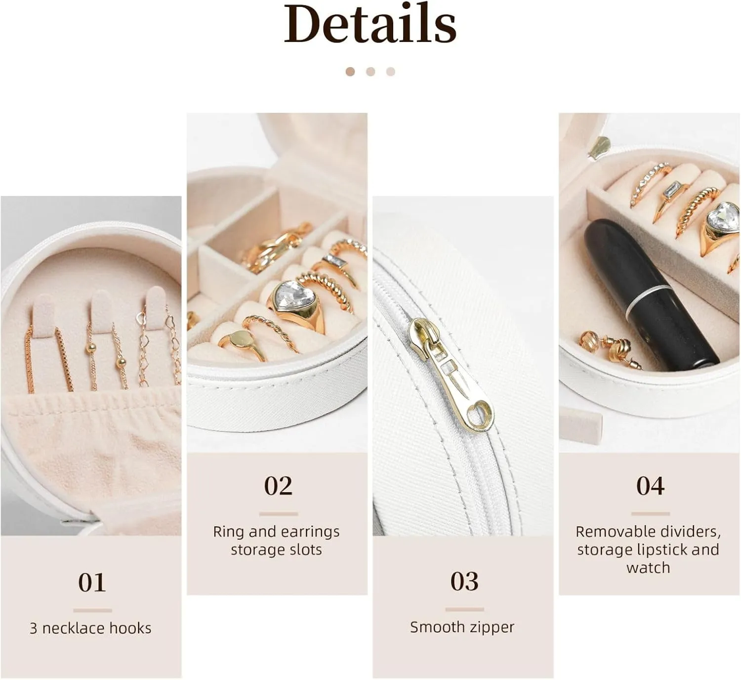 Travel Jewelry Box for Women Birthday Gifts, Glow in The Dark Jewelry Case PU Leather Jewelry Organizer Small Round Display Storage Box for Rings Earrings Necklaces