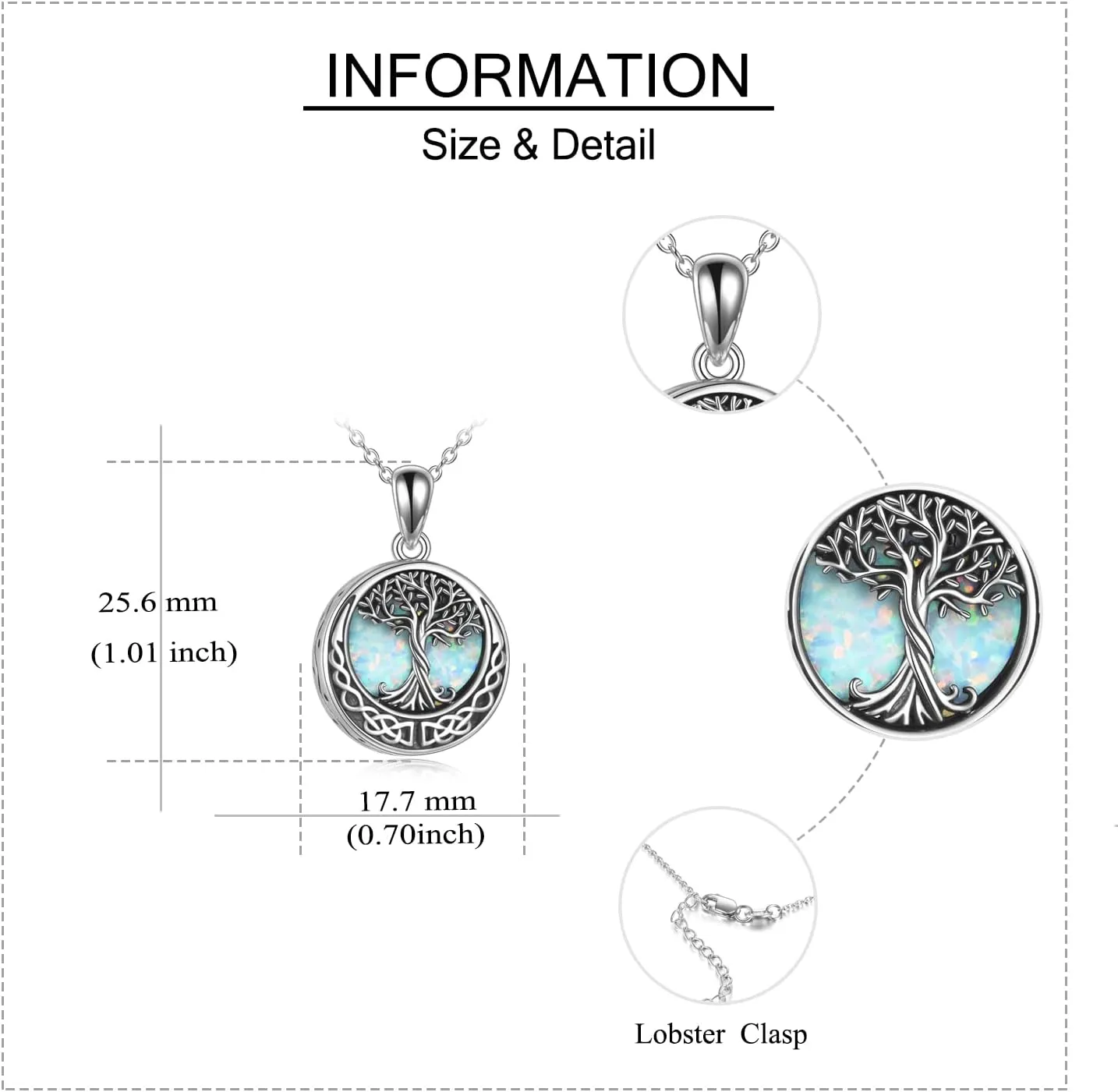 Tree of Life Urn Necklaces for Ashes Sterling Silver Abalone Shell/Opal Tree of Life Cremation Jewelry for Ashes Memory Jewelry for Women Men