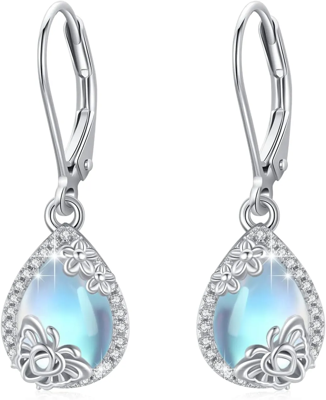 Trendy Dangle Earrings for Women Teen Girls Sterling Silver 12 Birthstone Earrings Minimalist Hypoallergenic Earrings for Sensitive Ears Jewelry Gifts