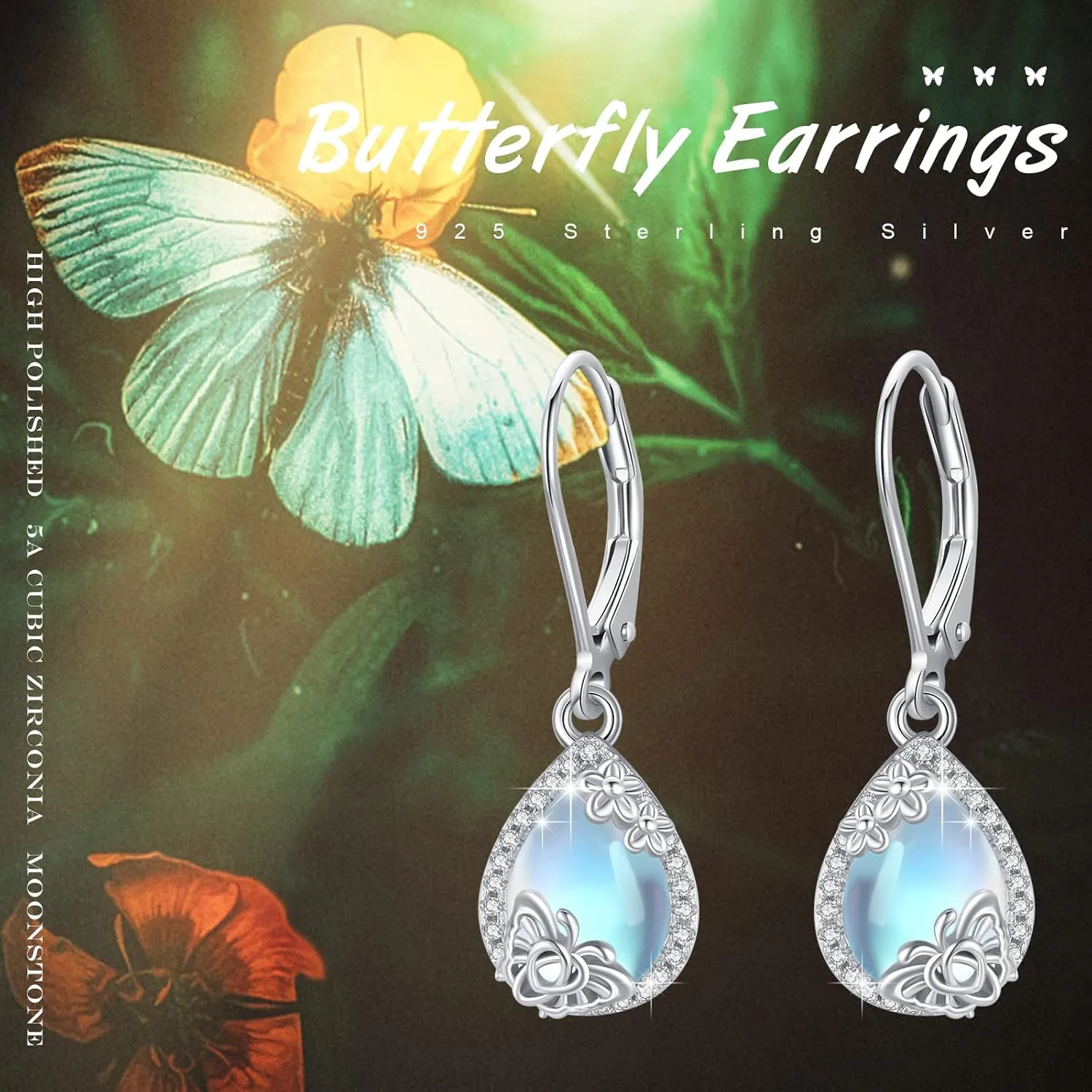 Trendy Dangle Earrings for Women Teen Girls Sterling Silver 12 Birthstone Earrings Minimalist Hypoallergenic Earrings for Sensitive Ears Jewelry Gifts