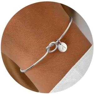 Turandoss Gold Initial Bracelets for Women - Dainty Gold Knot Letter A-Z Initial Bracelet for Women, Personalized Cuff Bangle Bracelet for Women, Gold Jewelry for Women
