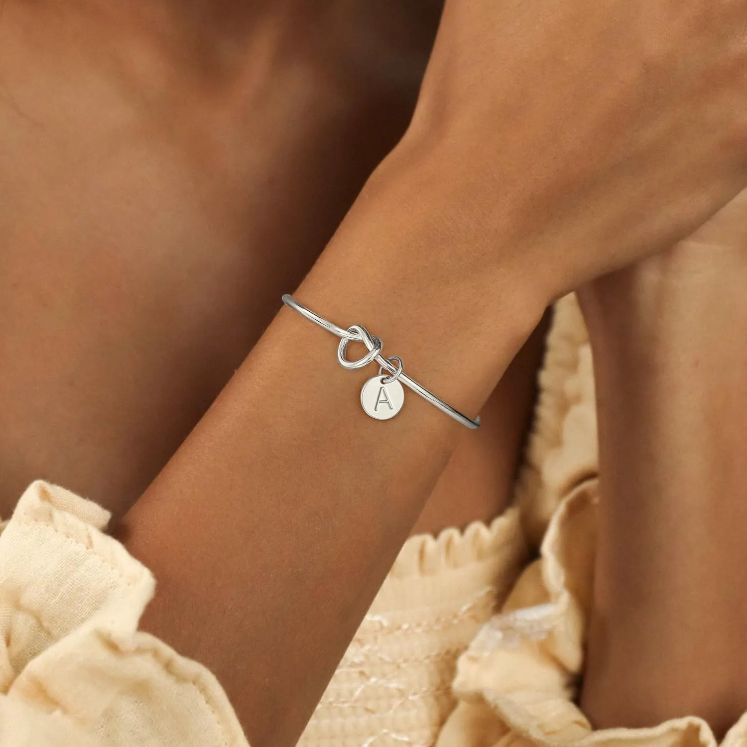 Turandoss Gold Initial Bracelets for Women - Dainty Gold Knot Letter A-Z Initial Bracelet for Women, Personalized Cuff Bangle Bracelet for Women, Gold Jewelry for Women