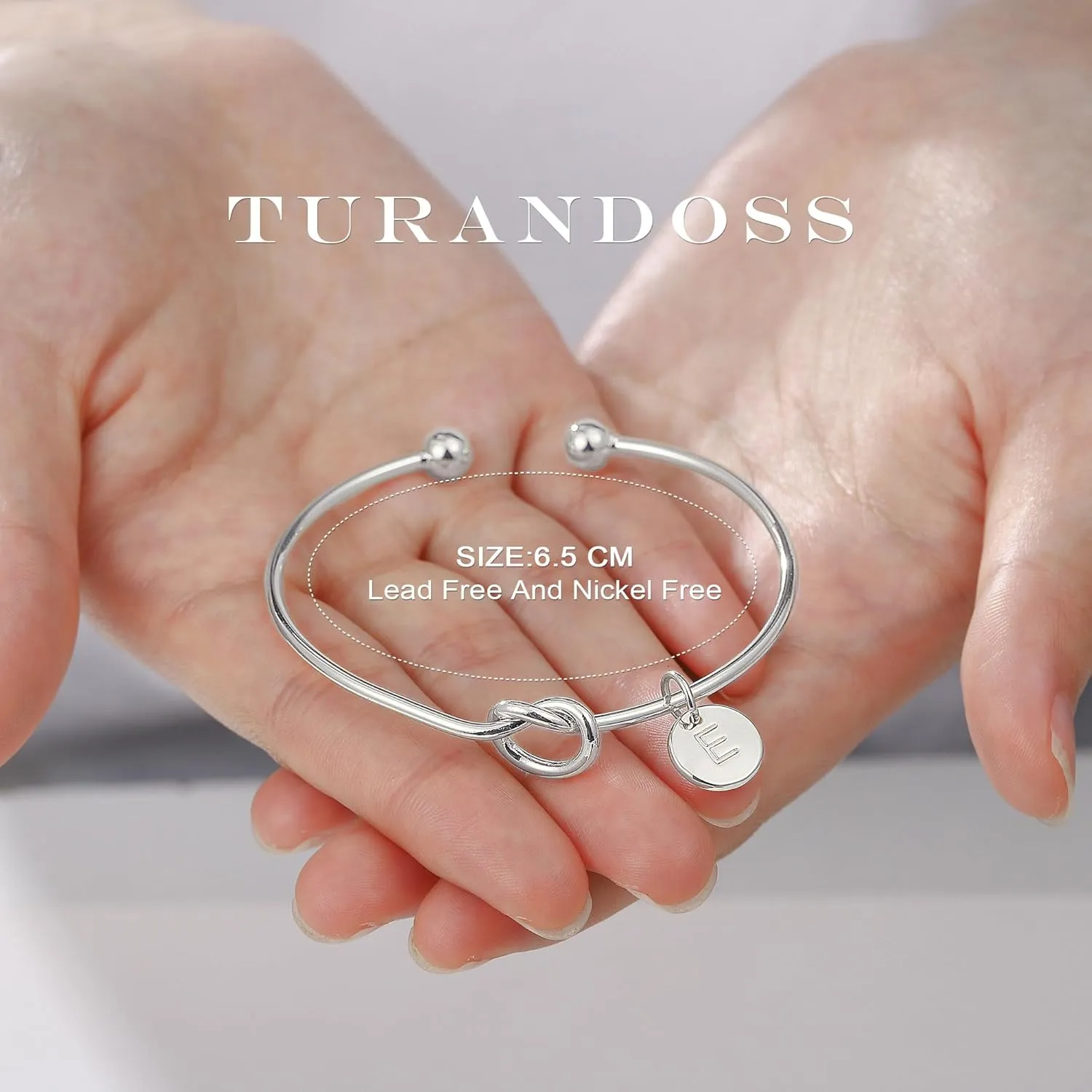 Turandoss Gold Initial Bracelets for Women - Dainty Gold Knot Letter A-Z Initial Bracelet for Women, Personalized Cuff Bangle Bracelet for Women, Gold Jewelry for Women