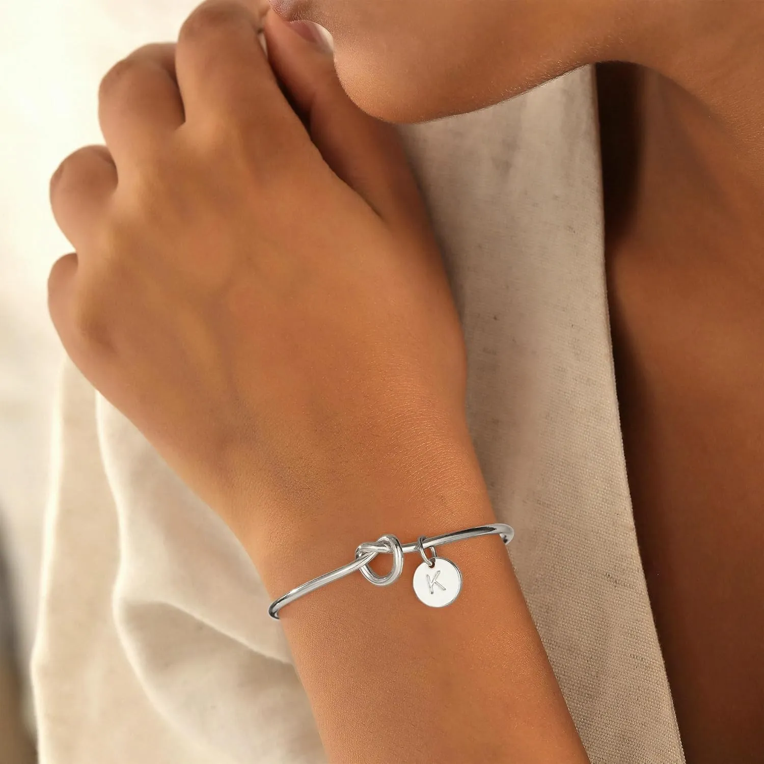 Turandoss Gold Initial Bracelets for Women - Dainty Gold Knot Letter A-Z Initial Bracelet for Women, Personalized Cuff Bangle Bracelet for Women, Gold Jewelry for Women