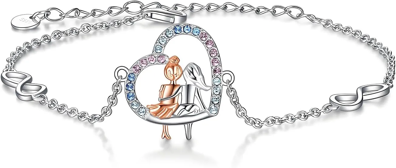 Two Sister Bracelet for Women Sterling Silver Sisters Forever Bracelets Jewelry Twin Sisters Gift for Friendship Twin Sisters