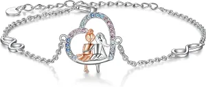 Two Sister Bracelet for Women Sterling Silver Sisters Forever Bracelets Jewelry Twin Sisters Gift for Friendship Twin Sisters