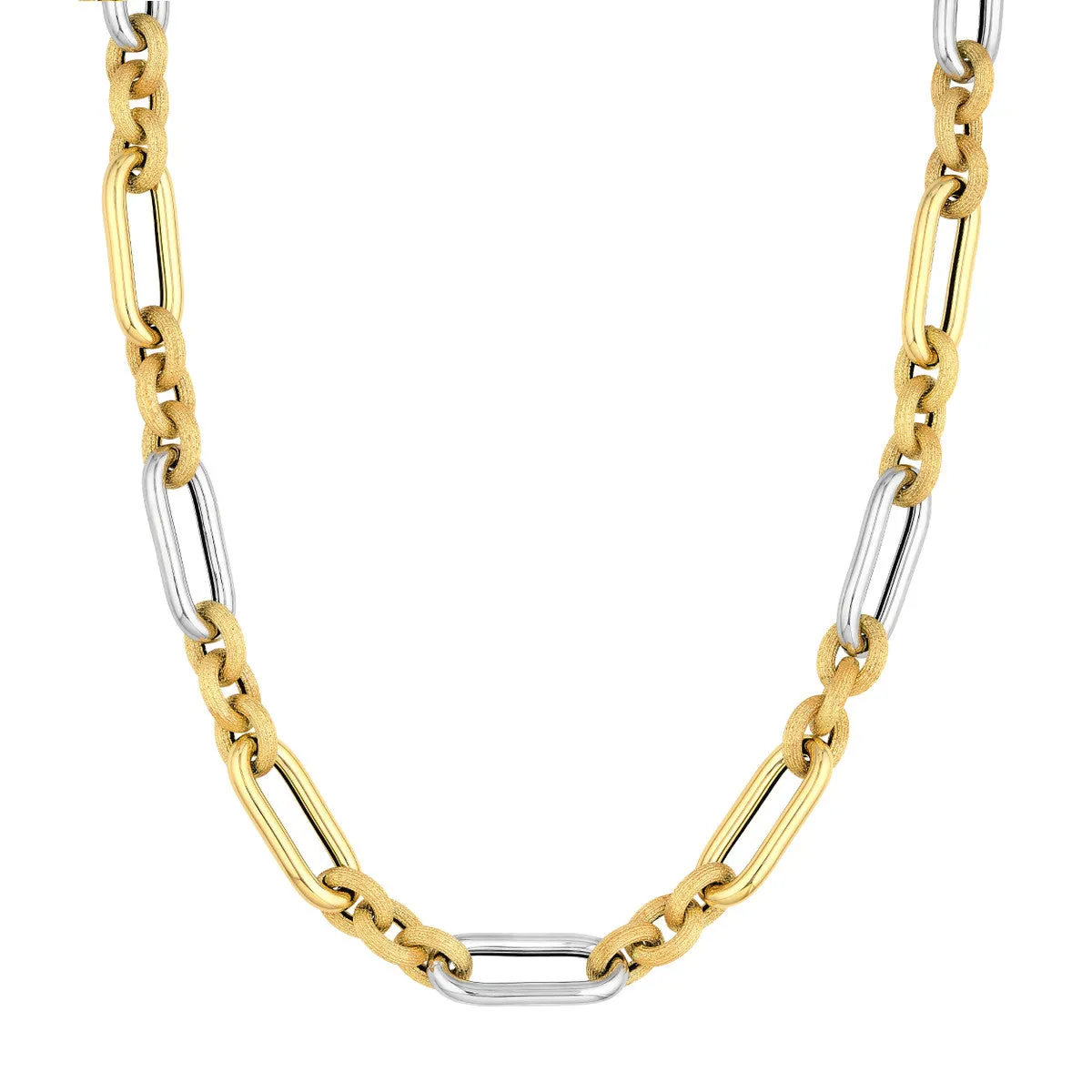 Two Tone (3 1) Paperclip Brushed Polished Chain