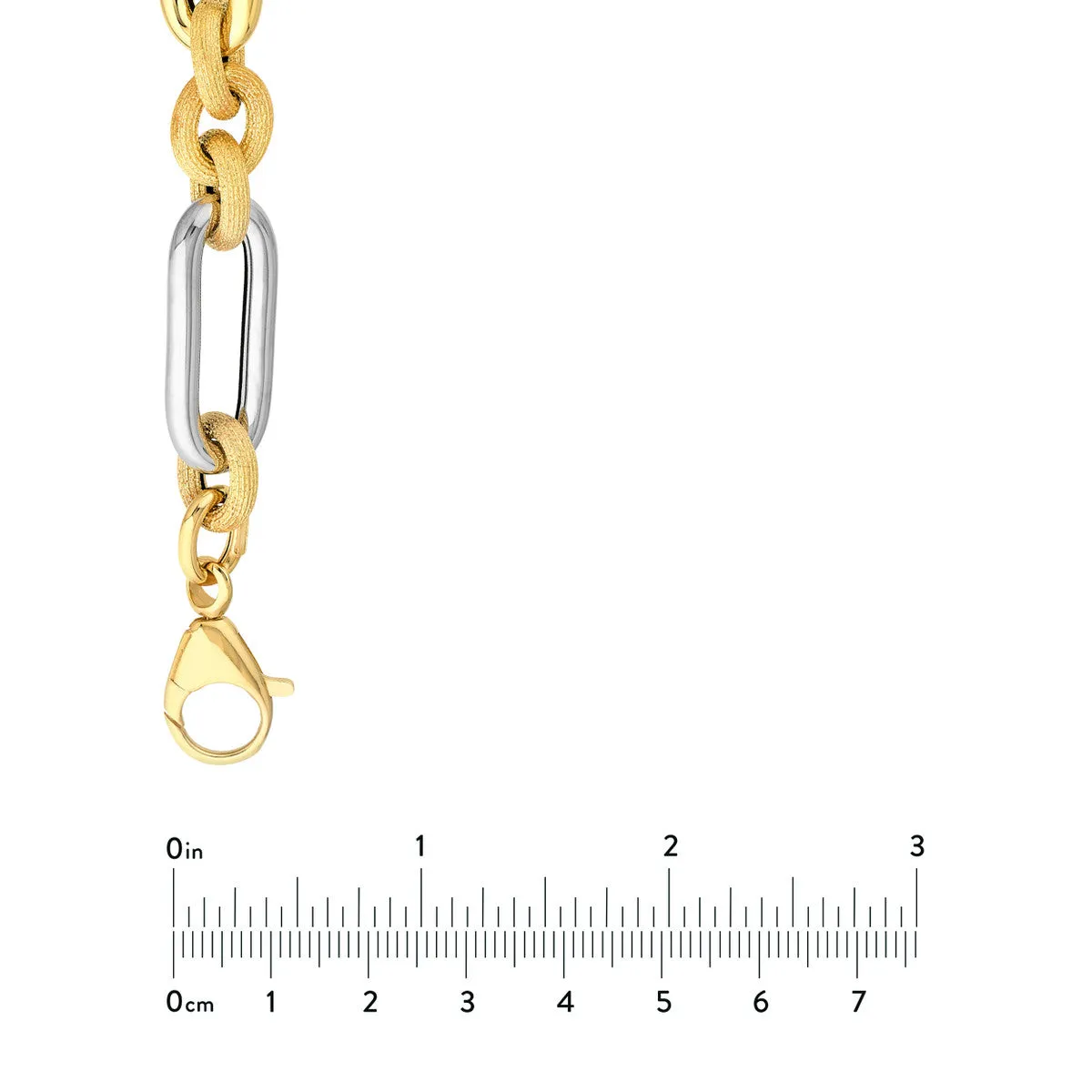 Two Tone (3 1) Paperclip Brushed Polished Chain