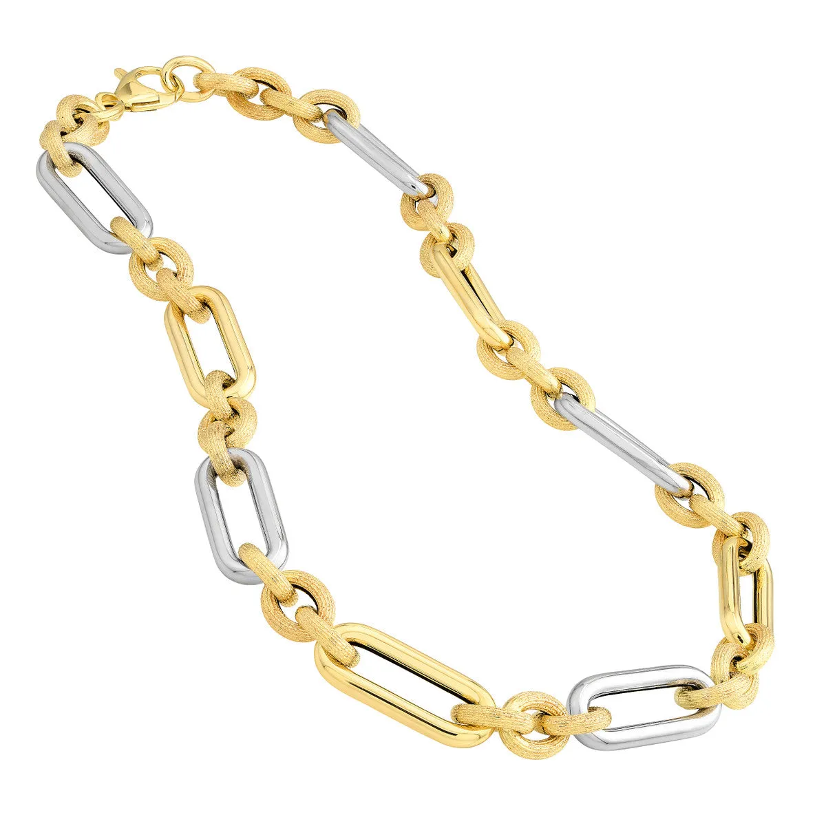 Two Tone (3 1) Paperclip Brushed Polished Chain