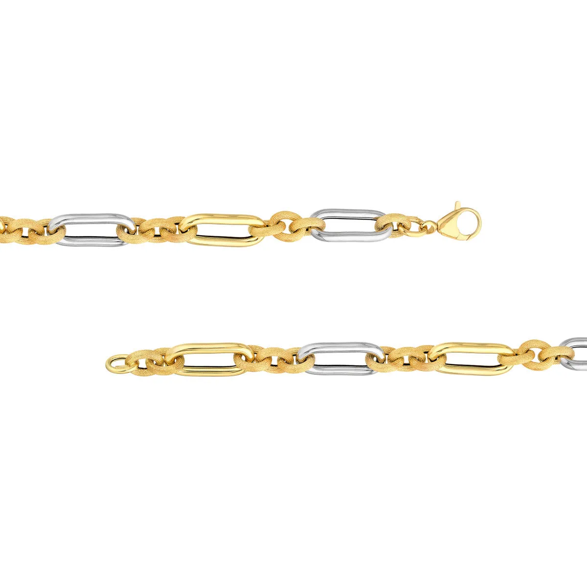 Two Tone (3 1) Paperclip Brushed Polished Chain