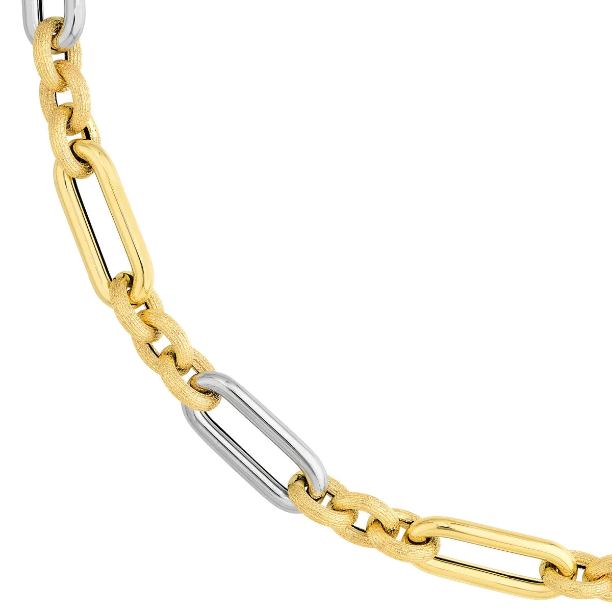 Two Tone (3 1) Paperclip Brushed Polished Chain