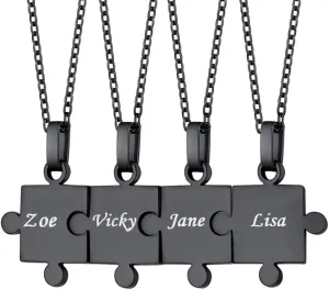 U7 BFF Necklace for Women Men Stainless Steel/18K Gold Jigsaw Puzzle Pieces Pendant Custom Name Date Necklaces Gift
