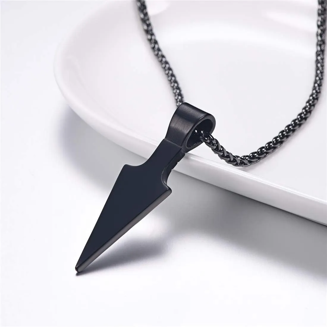 U7 Men Rock Hip Hop Jewelry Stainless Steel 18K Gold Plated Spear Point Arrowhead/Wolf Teeth Pendant Necklaces 22"