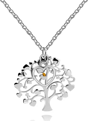 Uloveido Stainless Steel Family Tree of Life Charms Necklace Mustard Seed Pendant Necklaces Jewelry Gifts for Women -Female Mom Grandma Y637