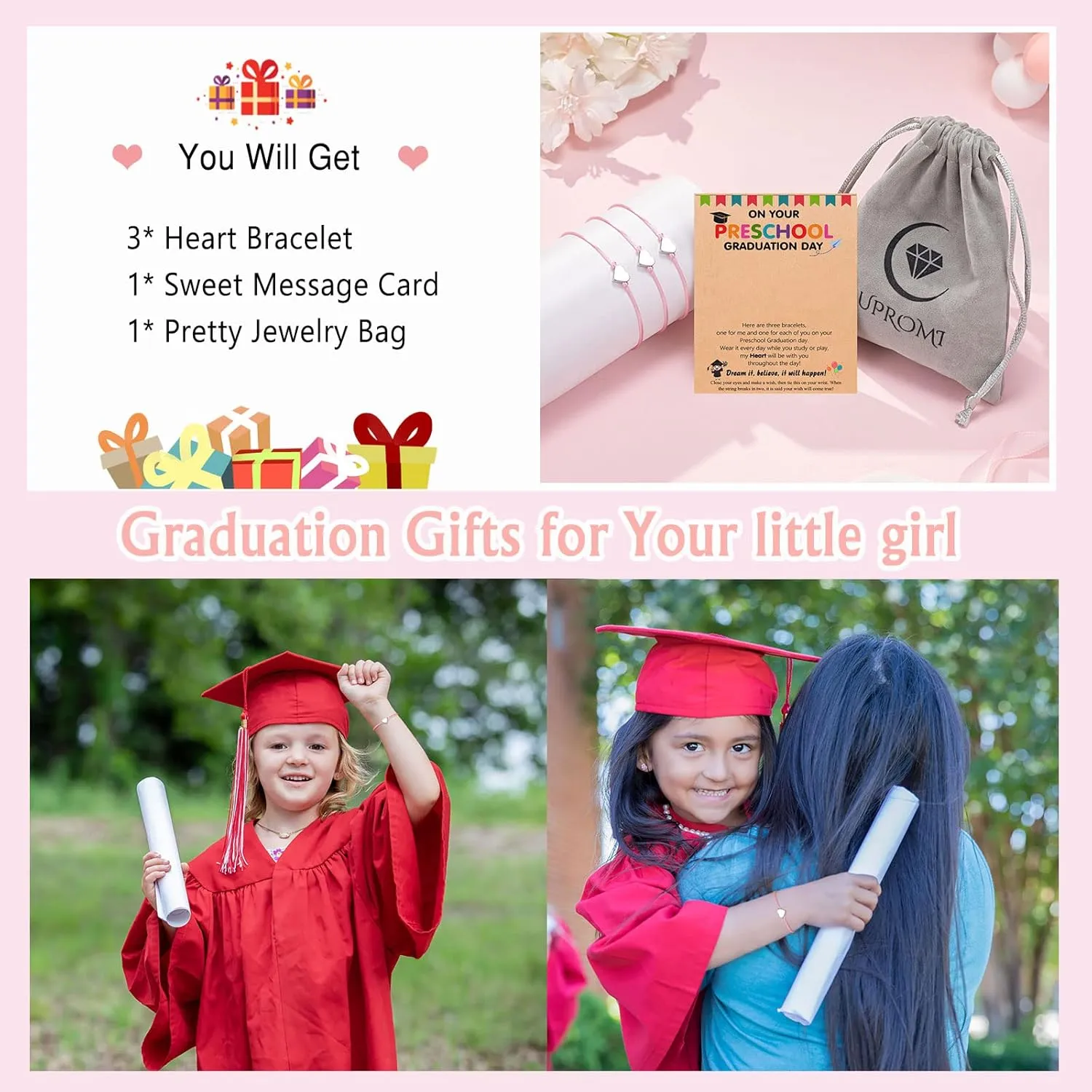 UPROMI 1/2/3pcs Bracelets Graduation Gifts for Her Girls Daughter Granddaughter Niece