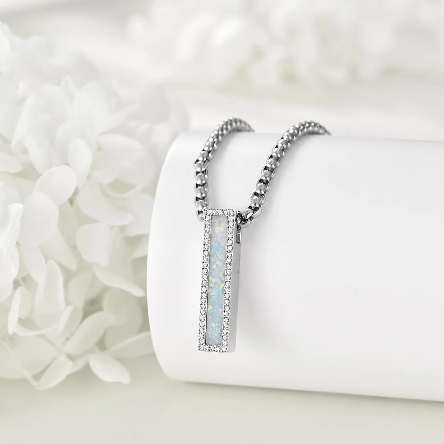 Urn Necklaces for Ashes Sterling Silver 3D Vertical Bar Memorial Pendant for Loved Ones Keepsake Cremation Jewelry Gifts for Women Men