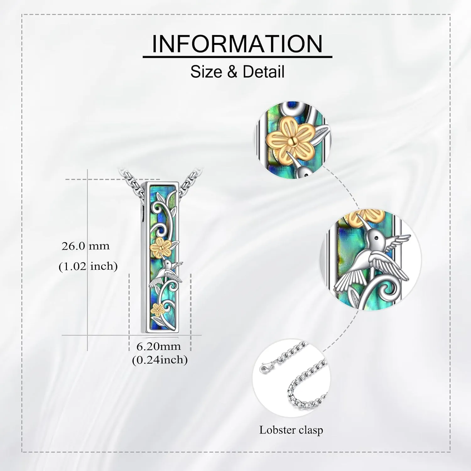Urn Necklaces for Ashes Sterling Silver 3D Vertical Bar Memorial Pendant for Loved Ones Keepsake Cremation Jewelry Gifts for Women Men