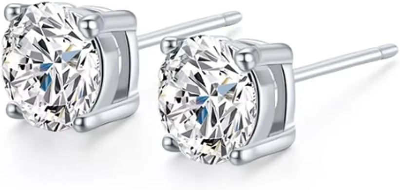 USHIGOO S925 Sterling Silver Earrings | Classic Four-Prong Setting | Exquisite for Wome
