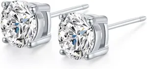 USHIGOO S925 Sterling Silver Earrings | Classic Four-Prong Setting | Exquisite for Wome