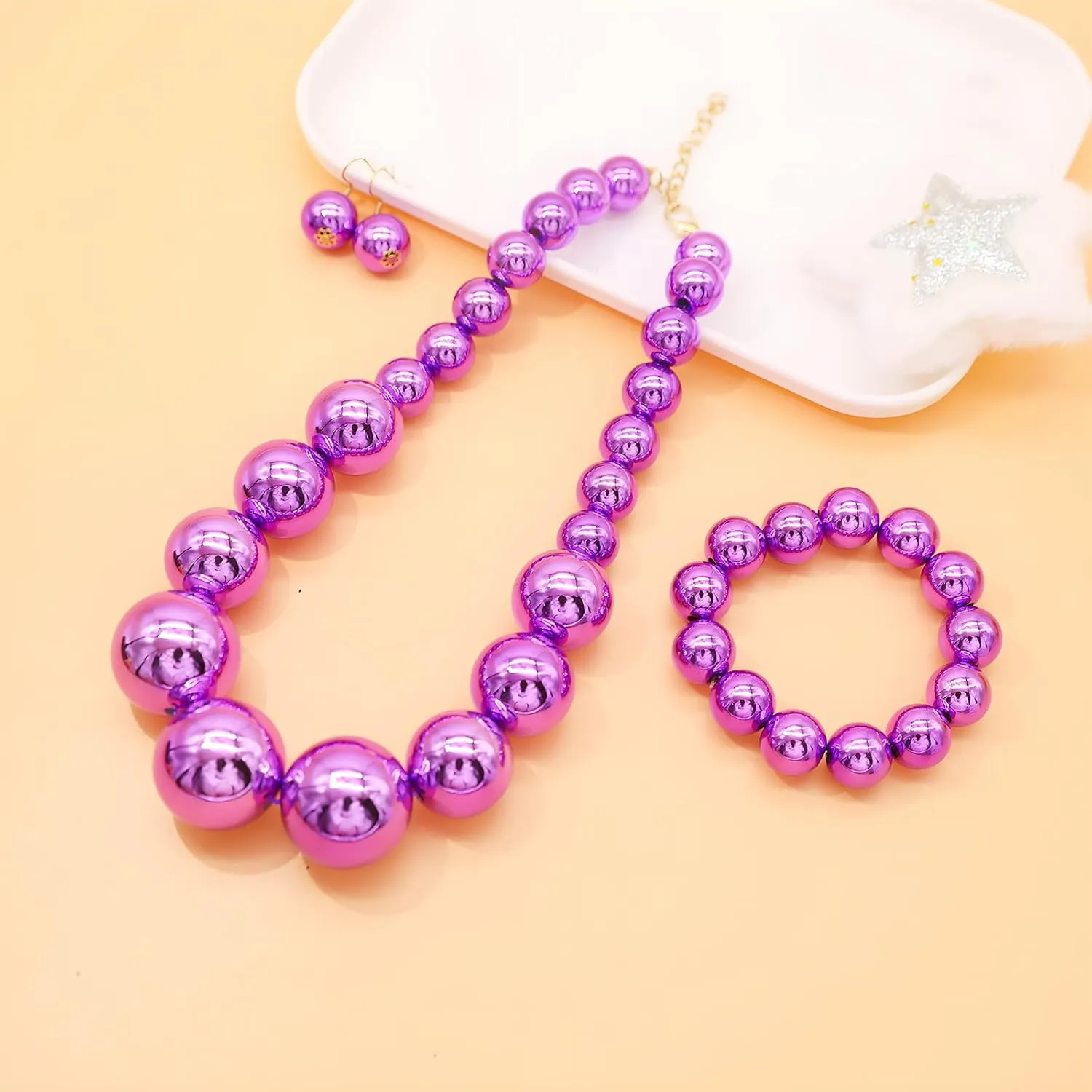 utop JNF Hand made Pearl Statement Necklace for Women Rhinestone Multilayer Crystal Necklaces Chunky Pearl Necklace Large Pearl Necklace and Earrings Set for Mother Mom's gift