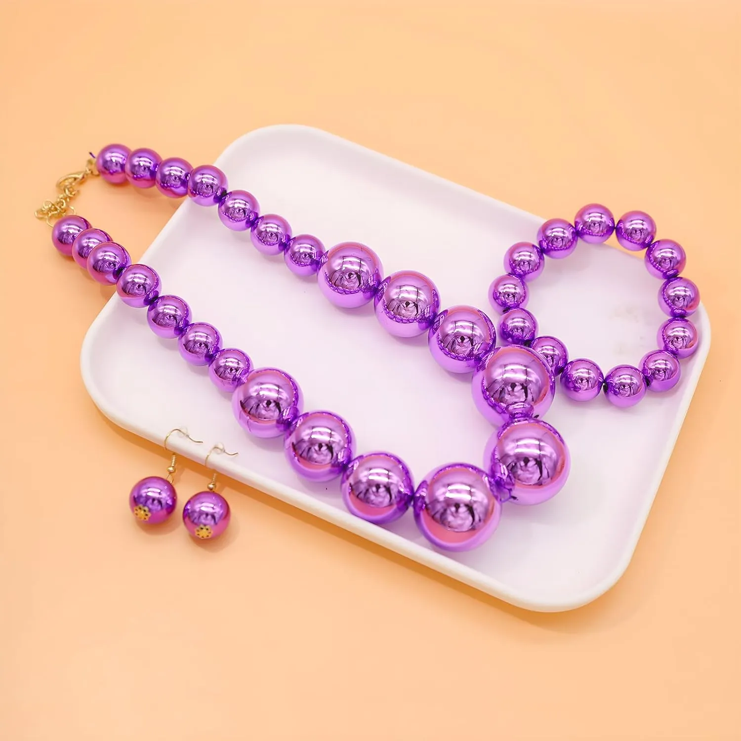 utop JNF Hand made Pearl Statement Necklace for Women Rhinestone Multilayer Crystal Necklaces Chunky Pearl Necklace Large Pearl Necklace and Earrings Set for Mother Mom's gift