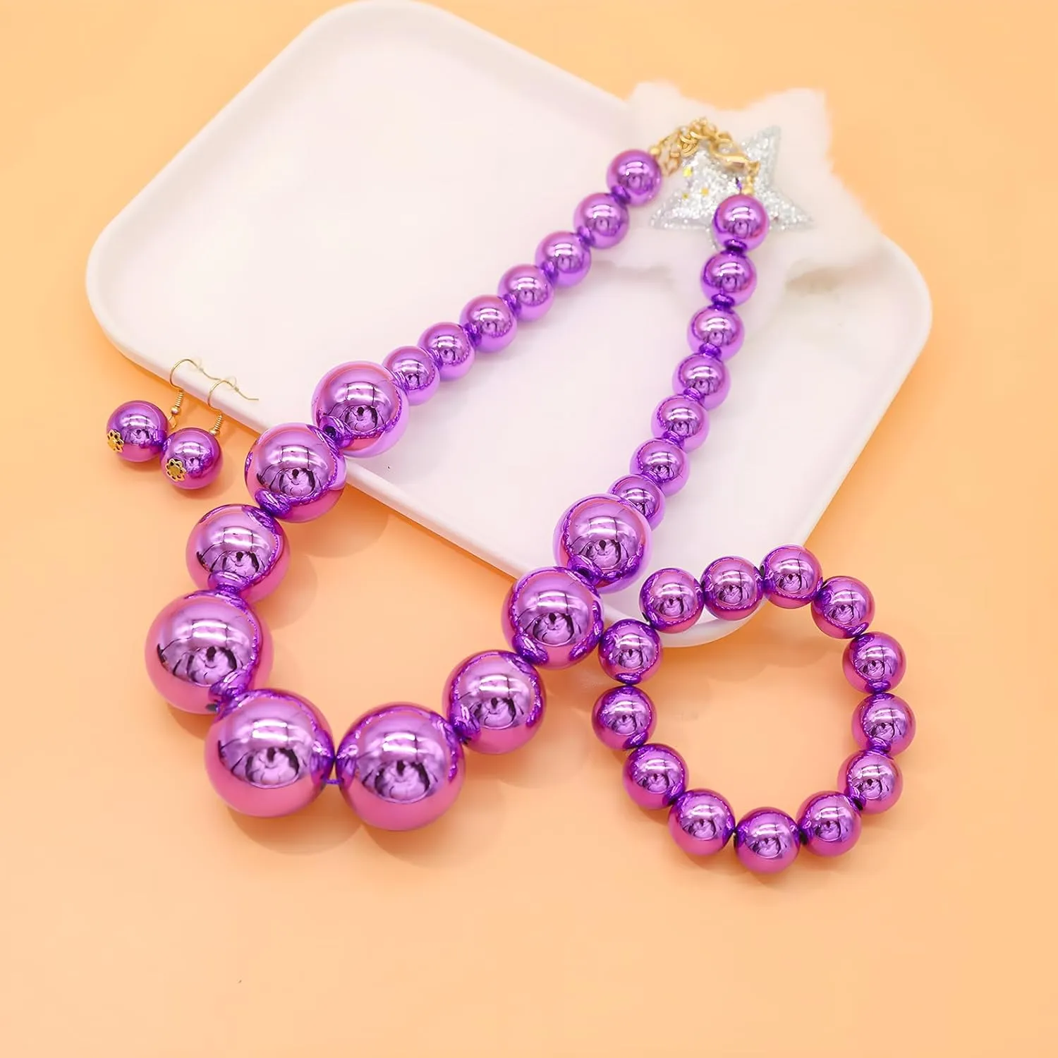 utop JNF Hand made Pearl Statement Necklace for Women Rhinestone Multilayer Crystal Necklaces Chunky Pearl Necklace Large Pearl Necklace and Earrings Set for Mother Mom's gift